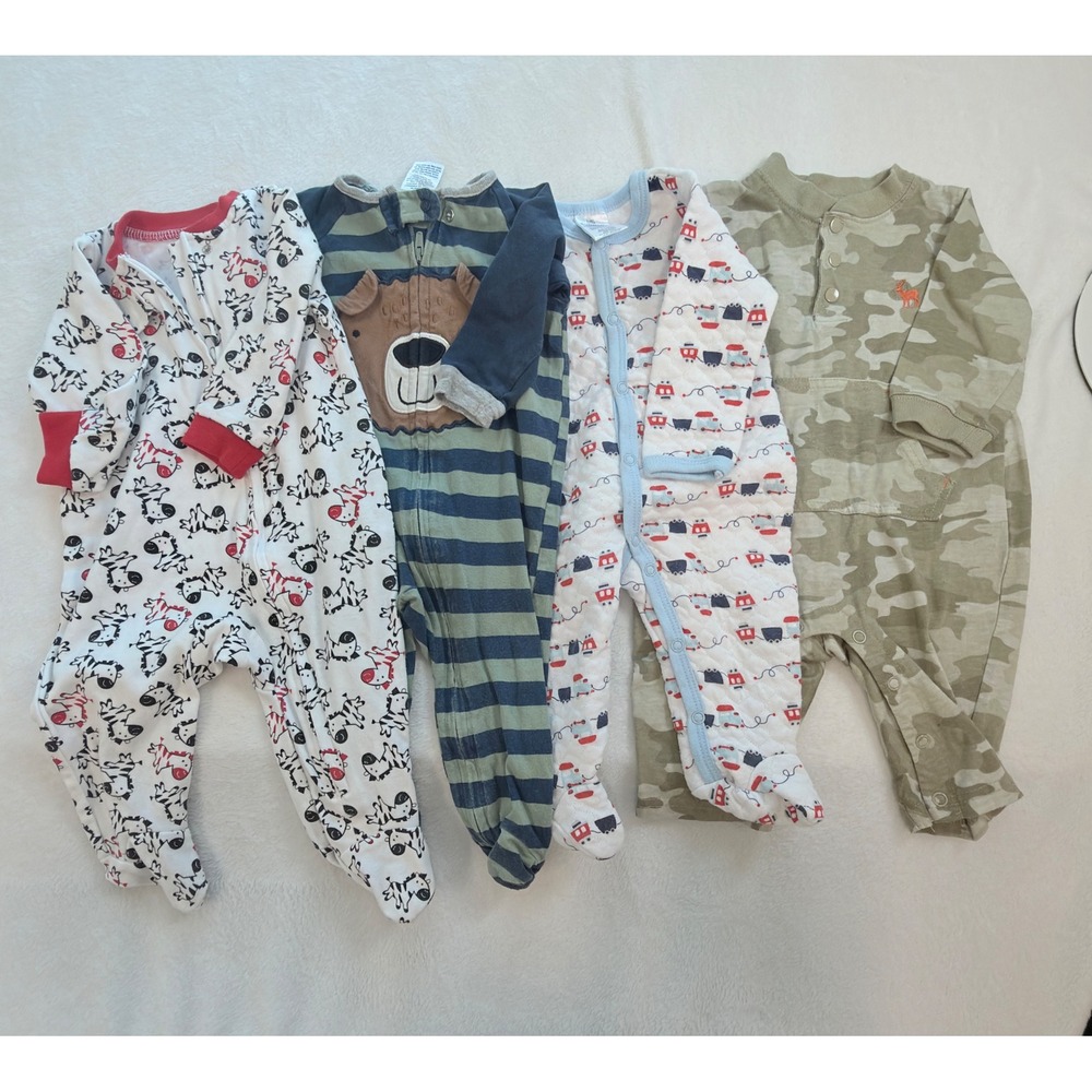 Gerber Kidgets Sleep Play Baby 3-6M Multicolor Excellent Camo Bear Animal Lot 4
